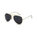 Reflective Retro Metal Sunglasses - Gold Dark Grey