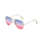 Reflective Retro Metal Sunglasses - Gold Pink Blue