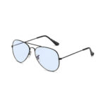 Reflective Retro Metal Sunglasses - Black Clear