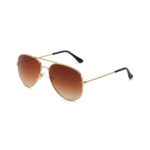 Reflective Retro Metal Sunglasses - Gold Brown Gradient