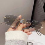 Photochromic Retro Rimless Sunglasses - Gold