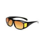 Sporty Wraparound Shield Sunglasses - Glossy Black Amber Lens