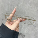 Slim Square Metal Anti-Blue Light Glasses - Gold