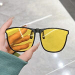 Square Frameless Clip-On Sunglasses - Yellow